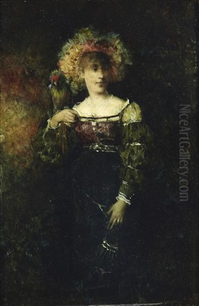 Femme Au Perroquet Oil Painting by Henryk Piatkowski