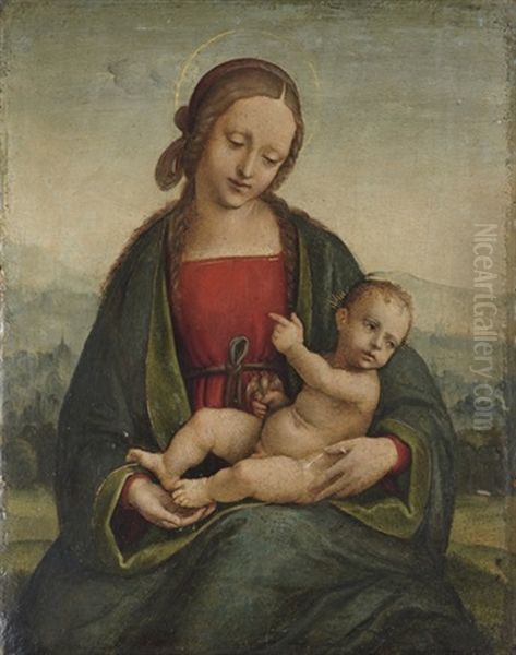 The Madonna And Child With A Goldfinch Oil Painting by Alberto Piazza