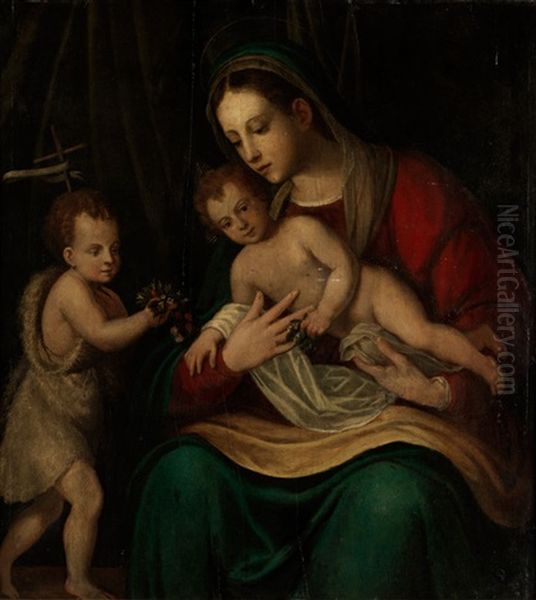 Madonna Mit Dem Kind Und Dem Johannes Knablein Oil Painting by Calisto Piazza