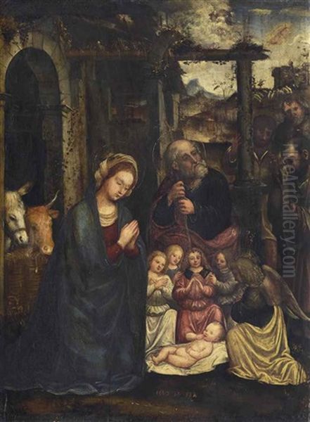 L'adoration Des Bergers Oil Painting by Martino Piazza