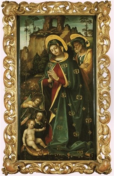 Sainte Famille Avec Des Anges Oil Painting by Martino Piazza