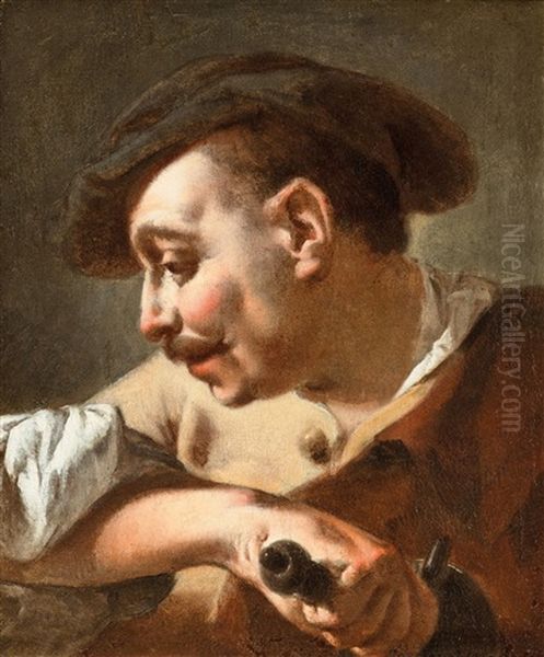 Head Of A Man Oil Painting by Giovanni Battista Piazzetta