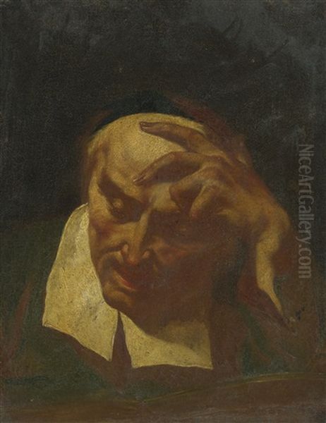 Head Study Of An Elderly Man Reading Oil Painting by Giovanni Battista Piazzetta