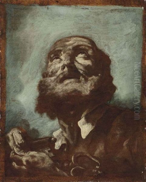 An Oil Sketch Of Saint Peter Oil Painting by Giovanni Battista Piazzetta