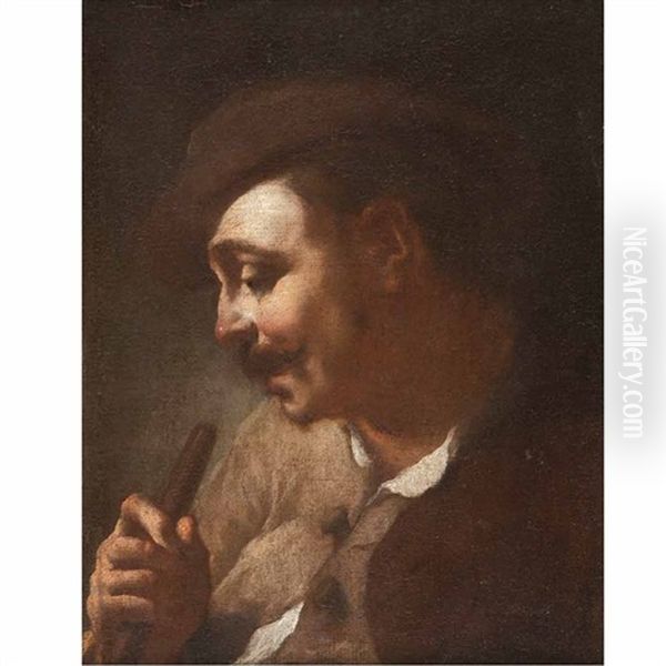 Man Holding A Staff Oil Painting by Giovanni Battista Piazzetta