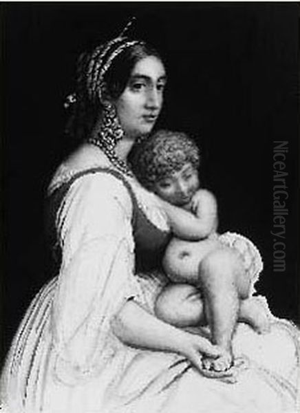 Femme D'albano Et Enfant Oil Painting by Guillaume Bodinier