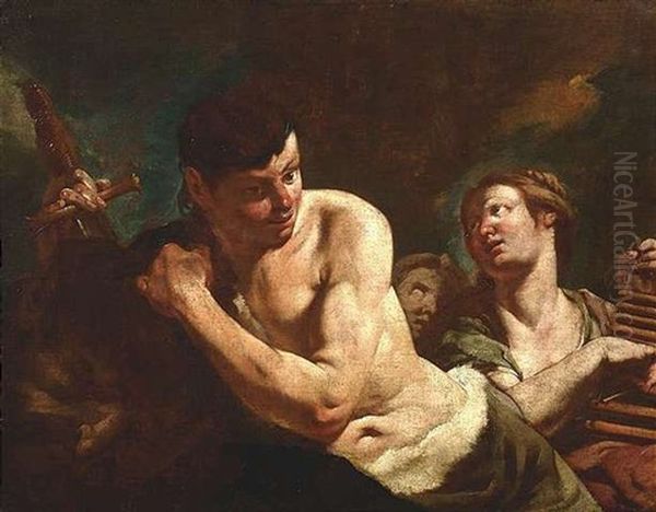 David Mit Dem Haupte Goliaths Oil Painting by Giovanni Battista Piazzetta