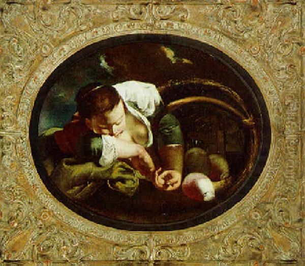 Schlafendes Madchen Mit Gemusekorb Oil Painting by Giovanni Battista Piazzetta