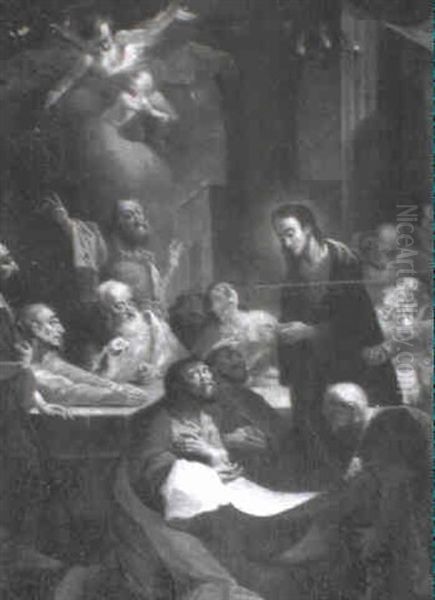 Christ Administering Communion To The Apostles Oil Painting by Giovanni Battista Piazzetta