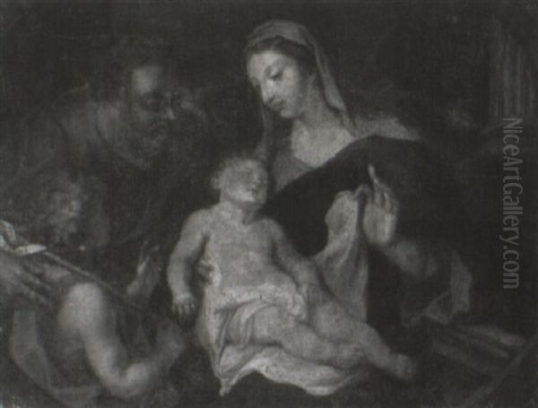 The Holy Family With The Infant St. John The Baptist Oil Painting by Giovanni Battista Piazzetta