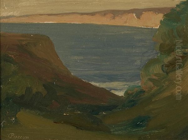 Distant Cliffs, La Jolla Oil Painting by Gottardo Piazzoni