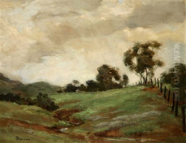 Passing Storm Over A Rolling Hill Oil Painting by Gottardo Piazzoni