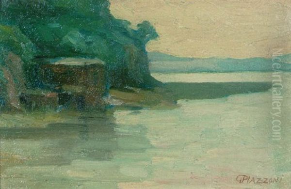 Boat House Oil Painting by Gottardo Piazzoni