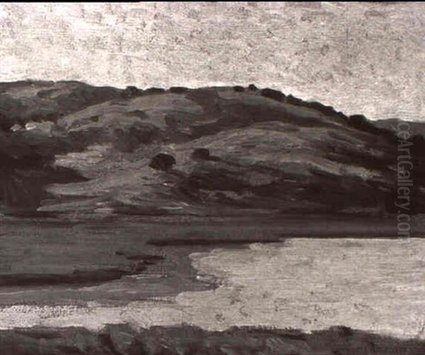 View Of Lake And Rolling Hills Oil Painting by Gottardo Piazzoni