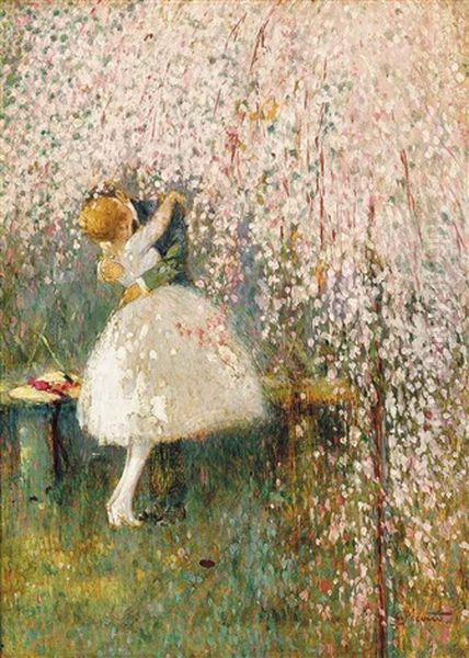 Romance Under The Blossom Tree Oil Painting by Georges Picard