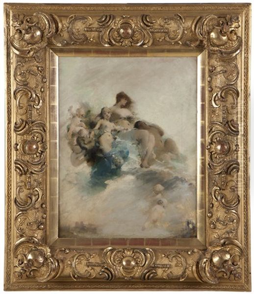 Nude Figures With Putti Oil Painting by Georges Picard