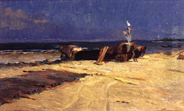 Fischerboote Am Strand Oil Painting by Louis Picard