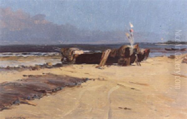 Fischerboote Am Strand Oil Painting by Louis Picard