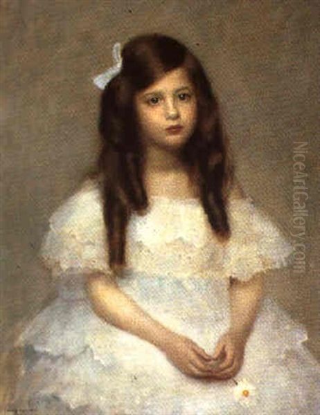 Portrait De Jeune Fille Assise Oil Painting by Louis Picard