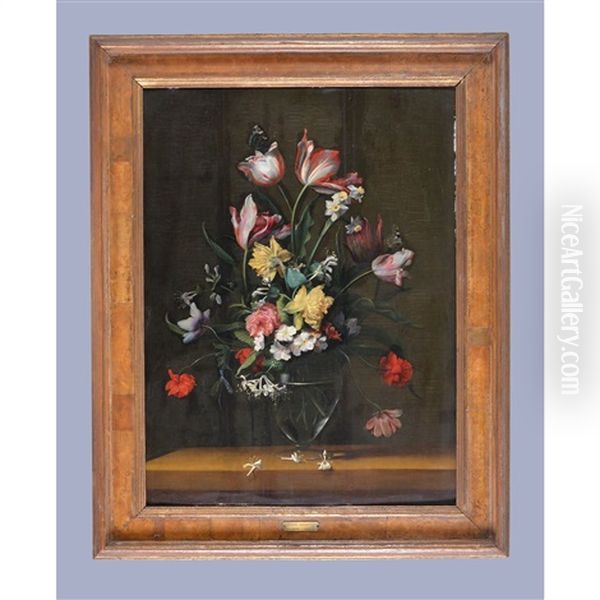 Still Life With Spring Flowers On A Ledge Oil Painting by Jean-Michel Picart