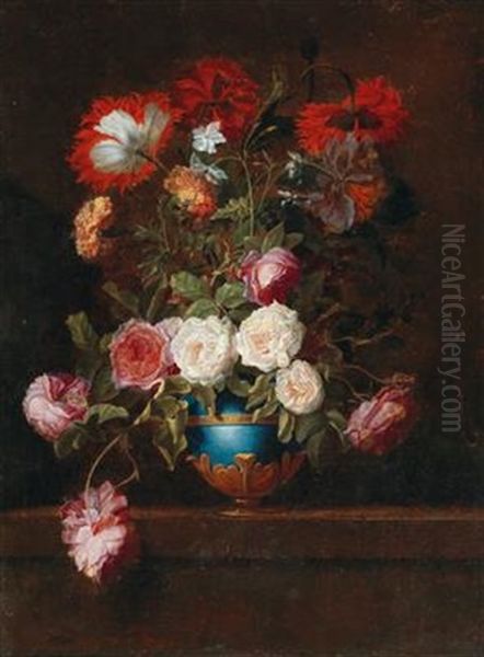 A Flower Still Life Oil Painting by Jean-Michel Picart