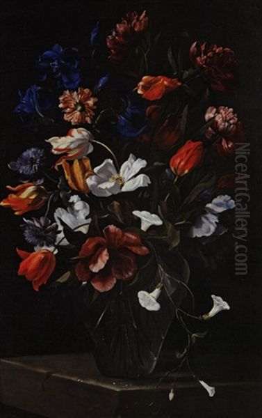 Blumenstrauss In Einer Gebauchten Vase Oil Painting by Jean-Michel Picart