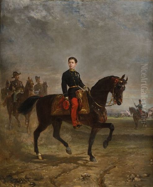 Le Prince Imperial A Cheval Suivi De Son Etat Major Oil Painting by Oliver Pichat