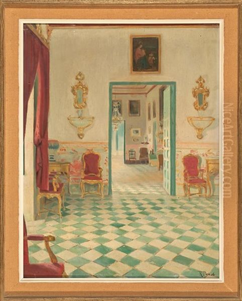 Interior Del Palacio De Viznar Oil Painting by Ramon Pichot Girones