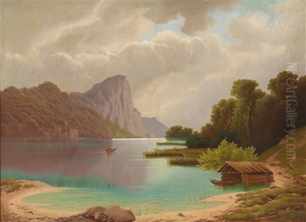 View Of The Mondsee Oil Painting by Anton Pick