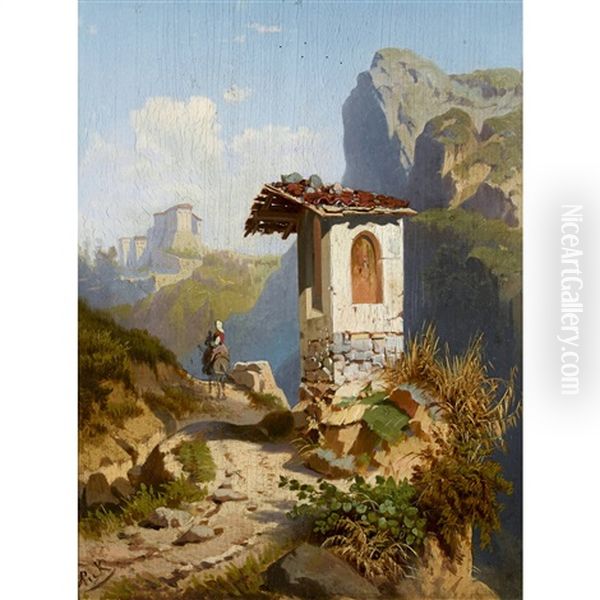 Parthie Bei Subiaco Rom Oil Painting by Anton Pick