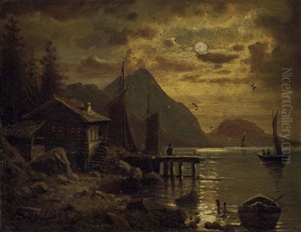 Segelschiffe Auf Dem St. Wolfgang-see Oil Painting by Anton Pick