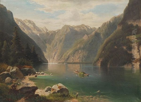 Idyll Am Konigssee Mit Blick Zum Watzmann Oil Painting by Anton Pick