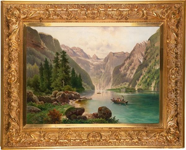 Blick Auf Den Konigssee Mit St. Bartoloma Oil Painting by Anton Pick