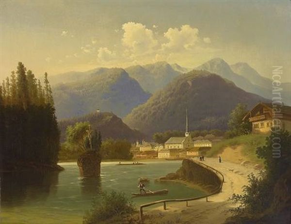 Blick Auf Bad Ischl An Einem Sommertag Oil Painting by Anton Pick