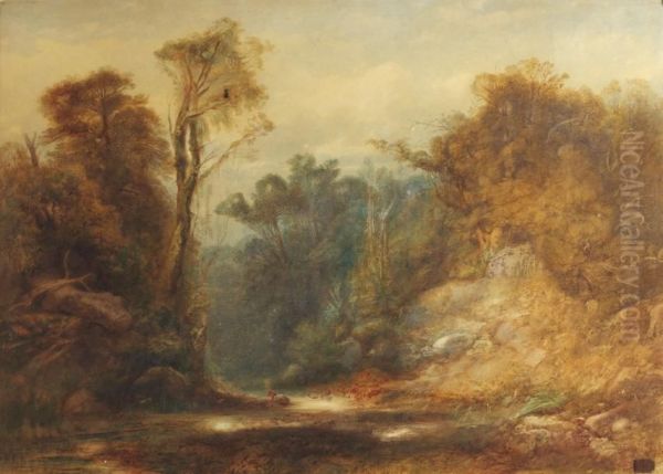 Paysage Aux Biches Oil Painting by Karl Bodmer