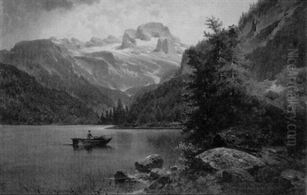 Gosausee Mit Ruderer Oil Painting by Anton Pick