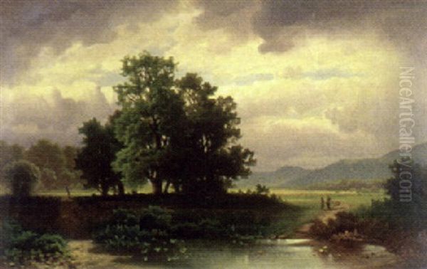 Landschaft Mit Teich Oil Painting by Anton Pick