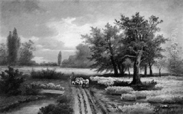 Luneburger Heide, Heideweg Bei Hermannsburg Oil Painting by Anton Pick