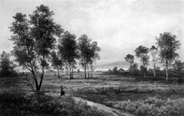 Luneburger Heide, Motiv Bei Wendisch Evern Oil Painting by Anton Pick