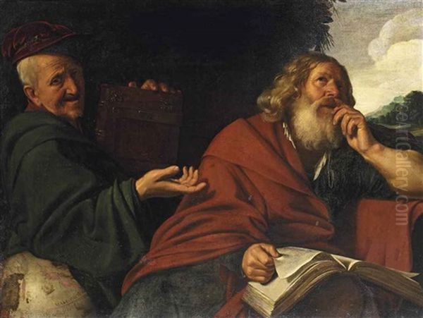 Heraclitus And Democritus Oil Painting by Nicolaes Eliasz Pickenoy