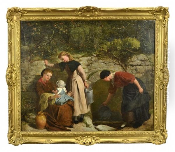 Kvinnor Och Barn Invid Brunn Oil Painting by Frederick Richard Pickersgill