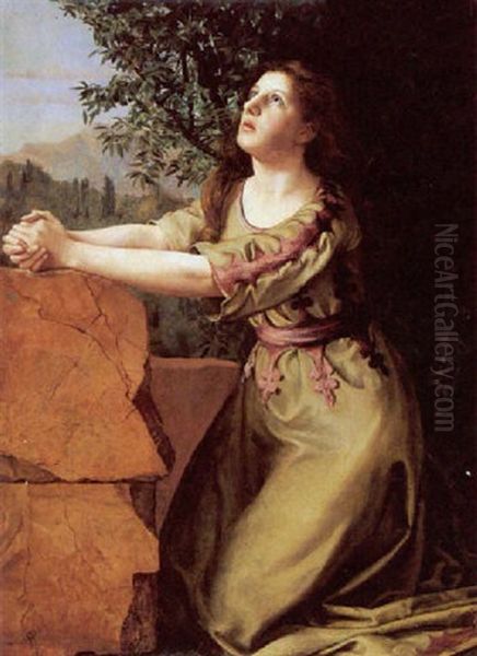 Praying By The Rock Oil Painting by Frederick Richard Pickersgill