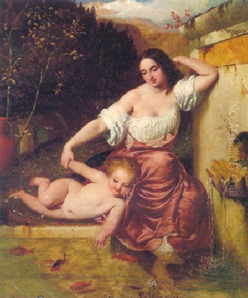 Maternal Solicitude Oil Painting by Frederick Richard Pickersgill