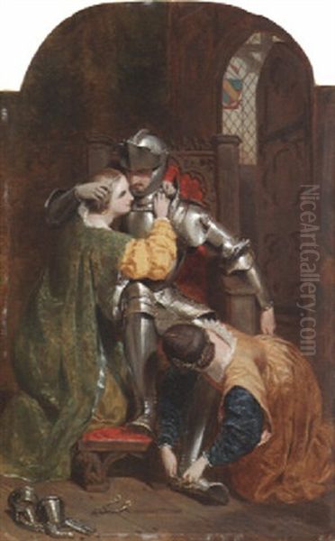 Ladies Arming A Knight Oil Painting by Frederick Richard Pickersgill