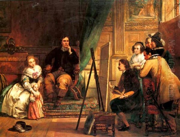 Oliver Cromwell Sitting For His Portrait Oil Painting by Frederick Richard Pickersgill