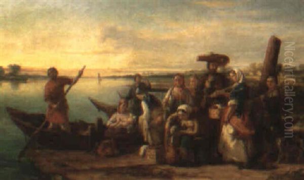 The Ferry Boat Oil Painting by Henry Hall Pickersgill