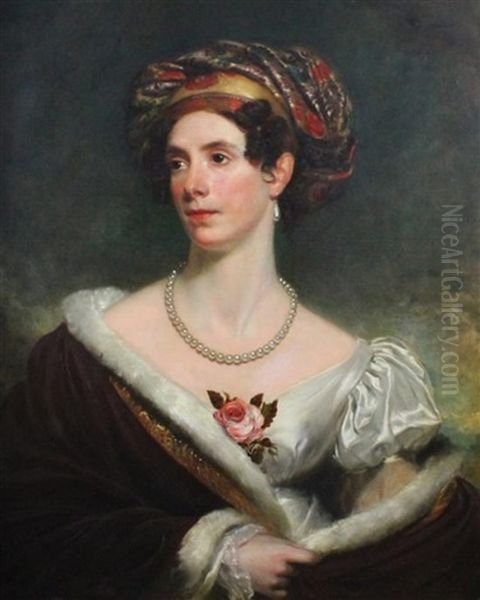 Portrait Of Charlotte, Countess Of Surrey Oil Painting by Henry William Pickersgill