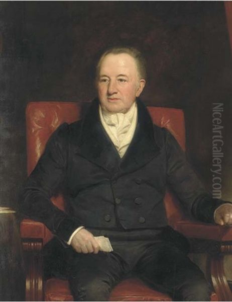 Portrait Of Sir Charles Morgan (1760-1846), Seated Three-quarter-length, In A Black Suit, Holding A Letter In His Right Hand Oil Painting by Henry William Pickersgill