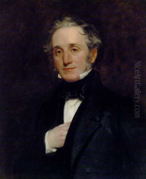 Portrait Of Thomas Cubitt In A Black Coat And Waistcoat Oil Painting by Henry William Pickersgill