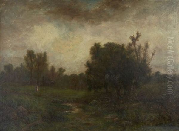 Landscape With Figure Oil Painting by George W. Picknell